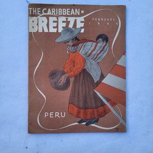 1945 WWII Air Force Magazine CARIBBEAN BREEZE Peru Map Soldiers